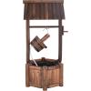 imageGiantex Wishing Well Water Fountain Outdoor Rustic Wooden Waterfall Fountain with Electric Pump Water Bucket Freestanding Decorative Wishing Well Water Feature for Backyard Patio Garden Lawn