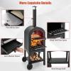 imageGiantex Wood Fired Pizza Oven with Pizza Stone Peel Waterproof Cover Cooking Grids Wheels for Outside Camping Outdoor Backyard Party 64 InchWithout Side Tables