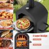 imageGiantex Wood Fired Pizza Oven with Pizza Stone Peel Waterproof Cover Cooking Grids Wheels for Outside Camping Outdoor Backyard Party 64 InchWithout Side Tables