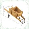 imageGiantex Wood Wagon Planter Small Wheelbarrow Wagon Cart Indoor ampamp Outdoor Decorative Raised Bed W 9 Magnetic Accessories Flower Pot Wheelbarrow Cart for Garden Backyard RedWalnut