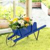 imageGiantex Wood Wagon Planter Small Wheelbarrow Wagon Cart Indoor ampamp Outdoor Decorative Raised Bed W 9 Magnetic Accessories Flower Pot Wheelbarrow Cart for Garden Backyard RedBlue