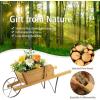 imageGiantex Wood Wagon Planter Small Wheelbarrow Wagon Cart Indoor ampamp Outdoor Decorative Raised Bed W 9 Magnetic Accessories Flower Pot Wheelbarrow Cart for Garden Backyard RedWalnut