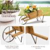 imageGiantex Wood Wagon Planter Small Wheelbarrow Wagon Cart Indoor ampamp Outdoor Decorative Raised Bed W 9 Magnetic Accessories Flower Pot Wheelbarrow Cart for Garden Backyard RedWalnut
