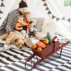 imageGiantex Wood Wagon Planter Small Wheelbarrow Wagon Cart Indoor ampamp Outdoor Decorative Raised Bed W 9 Magnetic Accessories Flower Pot Wheelbarrow Cart for Garden Backyard RedRed