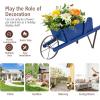 imageGiantex Wood Wagon Planter Small Wheelbarrow Wagon Cart Indoor ampamp Outdoor Decorative Raised Bed W 9 Magnetic Accessories Flower Pot Wheelbarrow Cart for Garden Backyard RedBlue
