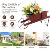 imageGiantex Wood Wagon Planter Small Wheelbarrow Wagon Cart Indoor ampamp Outdoor Decorative Raised Bed W 9 Magnetic Accessories Flower Pot Wheelbarrow Cart for Garden Backyard RedRed
