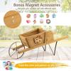 imageGiantex Wood Wagon Planter Small Wheelbarrow Wagon Cart Indoor ampamp Outdoor Decorative Raised Bed W 9 Magnetic Accessories Flower Pot Wheelbarrow Cart for Garden Backyard RedWalnut