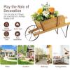 imageGiantex Wood Wagon Planter Small Wheelbarrow Wagon Cart Indoor ampamp Outdoor Decorative Raised Bed W 9 Magnetic Accessories Flower Pot Wheelbarrow Cart for Garden Backyard RedWalnut