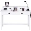 imageGiantex Writing Desk with 4 Drawer Computer Study Table Removable Floating Organizer 2Tier Spacious Workstation Home Office Desk Console Table White Vanity Desk