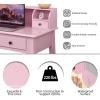 imageGiantex Writing Desk with 4 Drawers Removable Floating Organizer 2Tier Mission Home Computer Vanity Desk for Apartment Small Space WhitePink