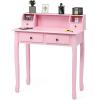 imageGiantex Writing Desk with 4 Drawers Removable Floating Organizer 2Tier Mission Home Computer Vanity Desk for Apartment Small Space WhitePink