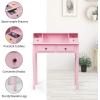 imageGiantex Writing Desk with 4 Drawers Removable Floating Organizer 2Tier Mission Home Computer Vanity Desk for Apartment Small Space WhitePink