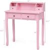 imageGiantex Writing Desk with 4 Drawers Removable Floating Organizer 2Tier Mission Home Computer Vanity Desk for Apartment Small Space WhitePink