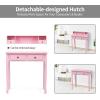 imageGiantex Writing Desk with 4 Drawers Removable Floating Organizer 2Tier Mission Home Computer Vanity Desk for Apartment Small Space WhitePink