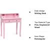 imageGiantex Writing Desk with 4 Drawers Removable Floating Organizer 2Tier Mission Home Computer Vanity Desk for Apartment Small Space WhitePink