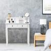 imageGiantex Writing Desk with 4 Drawers Removable Floating Organizer 2Tier Mission Home Computer Vanity Desk for Apartment Small Space WhiteWhite