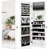 imageCHARMAID LED Strip Jewelry Armoire with 472quot H Full Length Mirror WallDoor Mounted Jewelry Organizer with Builtin Mirror Flipover Cosmetic Tray 4 Drawers Large Storage Jewelry Cabinet BlackWhite