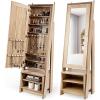 imageCHARMAID Large Armoire Cabinet With Full Length Mirror Standing Wooden Jewelry Organizer With Storage Shelves Modern Bedroom Makeup Storage Cabinet