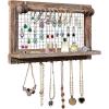 imageCHARMAID Rustic Jewelry Organizer Wall Mounted Wooden Wall Mount Jewelry Holder Display with Bracelet Rod for Earrings Necklaces and Many Other Accessories Wall Hanging Jewelry Organizers