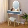imageCHARMAID Vanity Set with Lighted Mirror 3 Modes Adjustable Brightness Mirror Makeup Dressing Table with Cushioned Stool 2 Sliding Drawers with Divider Modern Bedroom Vanity for Girls Women BlackGrey