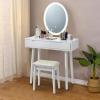 imageCHARMAID Vanity Set with Lighted Mirror 3 Modes Adjustable Brightness Mirror Makeup Dressing Table with Cushioned Stool 2 Sliding Drawers with Divider Modern Bedroom Vanity for Girls Women BlackWhite
