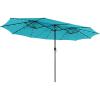 imageGiantex 15 FT Double Patio Umbrellas with 48 Solar LED Lights AutoCharging Panel Crank System Outdoor ExtraLarge Rectangle Market Table Umbrella for Garden Deck Backyard Beach PoolTurquoise