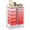 imageGiantex 15Drawers Rolling Storage Cart Mobile Book Paper Organizer Utility Trolley with Wheels Ideal for School Office Home