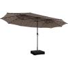 imageGiantex 15ft Large Outdoor Umbrella DoubleSided 48 Solar Lights AutoCharging Solar Panel Extra Large Patio Umbrella with Base and Crank Outdoor Market Umbrellas for Poolside GardenTan