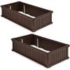 imageGiantex 2 Pcs Plant Raised Bed Planter for Vegetables Flower Outdoor Garden Plant Box Patio Backyard Easy Assembly 48Lx24Wx12H Brown