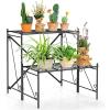 imageGiantex 2 Tier Stair Style Metal Plant Stand Flower Pot Display Holder with Widened Grid Rack Indoor Outdoor Multifunctional Storage Organizer Ladder Shelf for Garden Balcony Yard