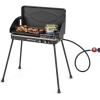 imageGiantex 2in1 Gas Camping Grill and Stove Portable Propane Grill Burner with Dual Control Knobs Detachable Legs 3Sided Wind Screen Gas Hose with Regulator 20000 Total BTUs BlackBlack