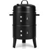 imageGiantex 3in1 Charcoal BBQ Smoker Outdoor Grill Cooker with Builtin Thermometer and 6 Hooks for Outdoor Backyard Cooking Grilling CampingBlack