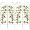 imageGiantex 4 Pack Garden Trellis 59 FT Tall Galvanized Steel Trellis for Climbing Plants Outdoor for Patio Lawn Wall Decor Plant Trellis for Vine Cucumber Tomato Flower Clematis Roses WhiteWhite