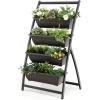 imageGiantex 41FT Vertical Raised Garden Bed 4Tier Elevated Planter Box w4 Containers ampamp Drainage Holes Indoor Outdoor Freestanding Planter for Vegetables Herbs Flowers HeavyDuty Metal Frame1
