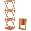 imageGiantex 4Tier Foldable Plant Stand Wooden Folding Display Rack with Sturdy Xshaped Structure Corner Plant Shelf for Yard Garden Patio Balcony Bedroom No Assembly Required