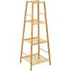 imageGiantex 4tier Bamboo Plant Stand 39 Ladder Shelf Corner Storage Shelving Flower Pot Rack Display Shelf Indoor Outdoor Flower Holder Planter for Living Room Patio Balcony NaturalNatural