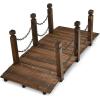 imageGiantex 5 FT Wooden Garden Bridge Classic Wood Arc Footbridge with Railings 400 lbs Capacity Decorative Pond Bridge for Outdoor Garden Yard Backyard Creek Farm NaturalBrown