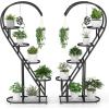 imageGiantex 5 Tier Metal Plant Stand Indoor Creative Heartshaped Ladder Plant Shelf with Hanging Hook for Multiple Plants Tiered Flower Display Shelf Tall Plant Stand for Valentines Day Home HolidayBlack