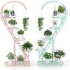 imageGiantex 5 Tier Metal Plant Stand Indoor Creative Heartshaped Ladder Plant Shelf with Hanging Hook for Multiple Plants Tiered Flower Display Shelf Tall Plant Stand for Valentines Day Home HolidayPink  Blue