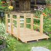 imageGiantex 5 ft Garden Bridge  Natural Wood Arc Footbridge Walkway with Side Railings Decorative Wooden Bridge Landscaping for Backyard Farm Garden Creek Pond Decor Easy to Assemble NaturalNatural