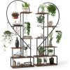 imageGiantex 6 Tier Tall Plant Stand Indoor Metal Heart Shaped Plant Shelf for Plants Multiple with 6 Hanging Hooks ampamp 12 Boards Heavyduty Metal Frame Large Ladder Display Rack for Living Room Balcony Patio Art Studio 2 Pack