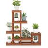 imageGiantex 6 Tier Wood Plant Stand Shorea Tiered Plant Shelf for Multiple Potted Plants with High Low Structure Indoor ampamp Outdoor Flower Rack Corner Display Shelf for Balcony Living Room Patio