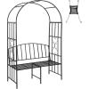 imageGiantex 81in Metal Garden Arch with Bench Outdoor Garden Arbor Archway Trellis for Climbing Plants Vines 2Person Bench Loads 660 lbs Patio Trellis Pergola Arches for Wedding Party Ceremony Decor