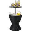 imageGiantex Cool Bar Table 8 Gallon Beer and Wine Cooler Rattan Style Outdoor Cocktail Patio Bar Tables Height Adjustable 3in1 Ice Cooler with Drainage Plug for Deck Pool Party BlackBlack