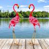 imageGiantex Crane Garden Statues Set of 2 Standing Metal Crane Sculptures Bird Ornament Yard Decorations for Lawn Backyard Porch Patio Outdoor Decor with 4 UShaped Stakes CraneFlamingo