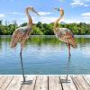 imageGiantex Crane Garden Statues Set of 2 Standing Metal Crane Sculptures Bird Ornament Yard Decorations for Lawn Backyard Porch Patio Outdoor Decor with 4 UShaped Stakes CraneCrane