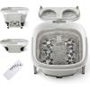 imageGiantex Foot Spa Foot Bath Massager with Heat Bubbles 6 Motorized Shiatsu Rollers Time ampamp Temperature Settings Folding Cover Pedicure Tub Bath Collapsible 6 in 1 Foot Bath Soak Tub Gray
