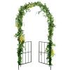 imageGiantex Garden Arbor Trellis with Door 75FT Metal Garden Arch with Gate and Stakes for Climbing Plants Rose Vine Arbors and Trellises Pergola for Lawn Patio Wedding Bridal Party Decoration