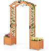 imageGiantex Garden Arbor with Planter Boxes Wooden Arch with Trellis and Raised Garden Bed for Climbing Vine Plants Vegetables Herbs Decorative Arbor Archway for Wedding Ceremony Party OrangeOrange