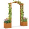 imageGiantex Garden Arbor with Planter Wooden Planter Arch with Trellis Outdoor Arch for Climbing Plants Vegetables Herbs Decorations Arbor Archway for Wedding Ceremony Party WhiteOrange